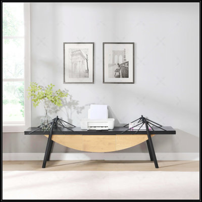 Meuble télé en forme de voilier, centre de divertissement moderne de 70,87 pouces avec tiroir, console multimédia en bois aggloméré, conception nautique unique, support en métal robuste, armoire de rangement pour le salon et le bureau