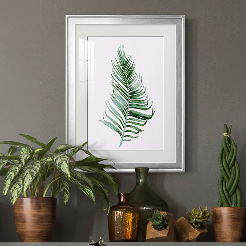 Sage Frond II - peinture encadrée, H 18,5 po x l 24,5 po x P 1,5 po, Argent