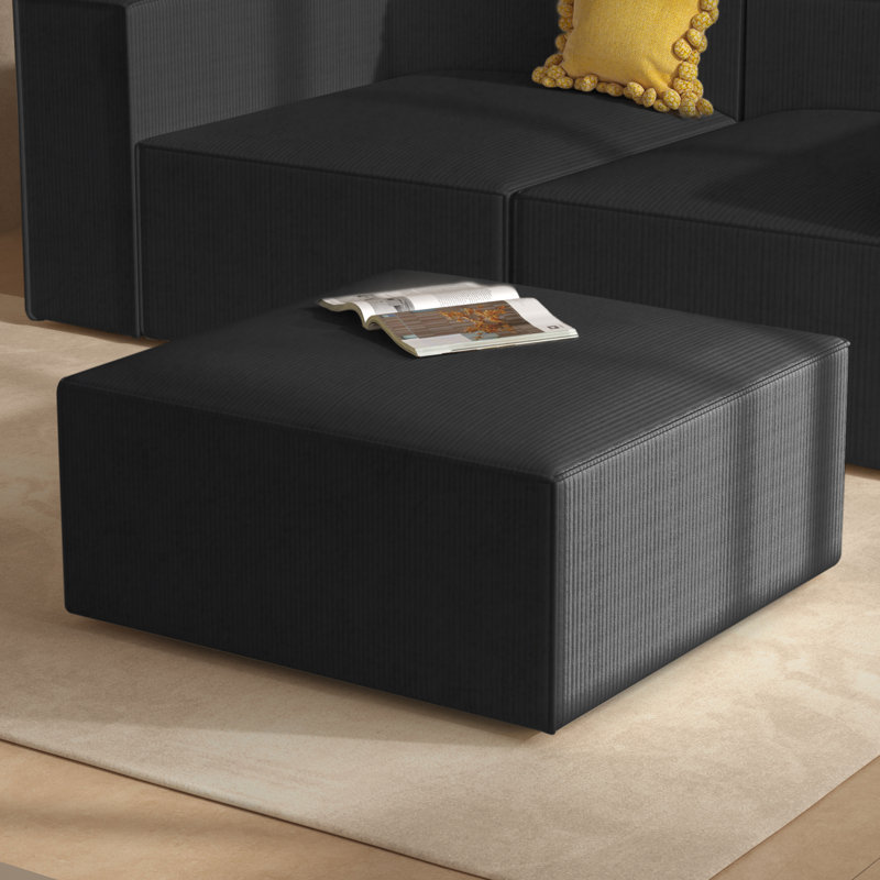 Hershberger-Canapé-repose-pieds-Noir-4/5, Velours côtelé noir