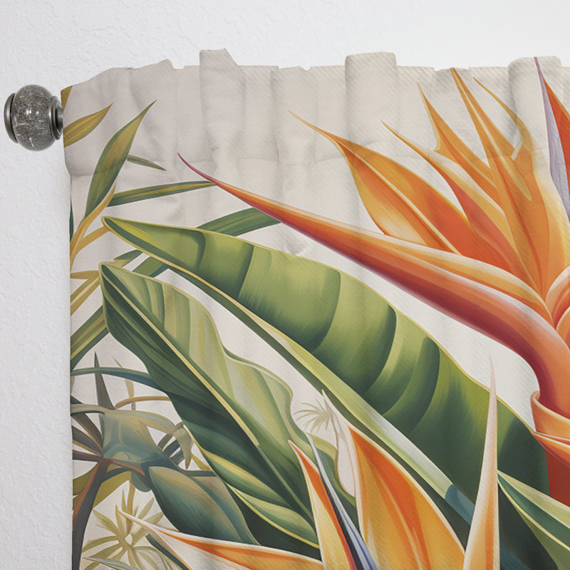 Birds of paradise tropical flowers I - Traditional Velvet Curtain - Room Darkening - 1 panel, 52" W x 84" L