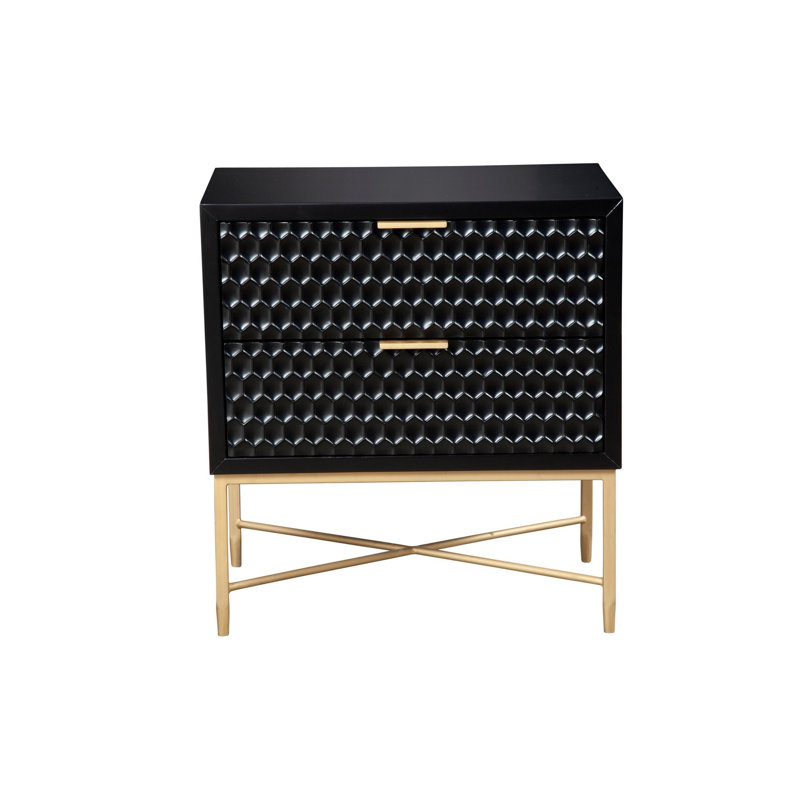 24'' W Nightstand, Black/Gold