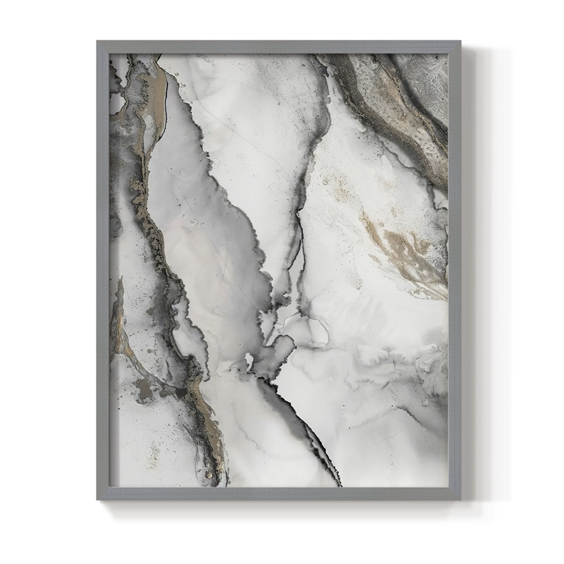 «Abstract Ink Fantasy I», reproduction encadrée - bois massif, Gris, H 10 po x l 8 po