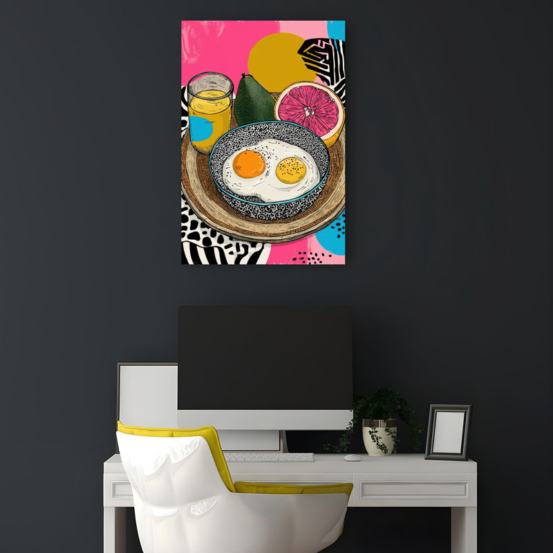 Vibrant petit-déjeuner matinal abstrait coloré, fruit tropical, art mural, H 18 po x l 12 po
