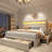 Upholstered Bed Frame With 3 Drawers And Led Light,Platform Bed Supports up to 900 lbs,Easy Assembly and Noise-Free-16145016-16144999