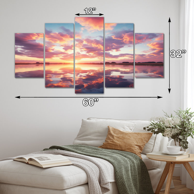 Sunset Cotton Candy Skies IV - Décoration murale paysages - 5 panneaux
