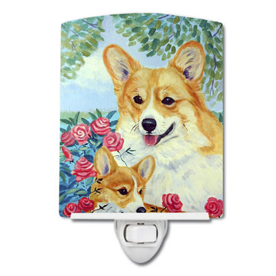 Corgi Momma loves Roses Ceramic Night Light