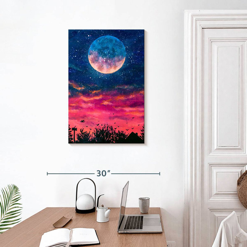 Oberle Colorful Forest Moonrise, 30" H x 20" W