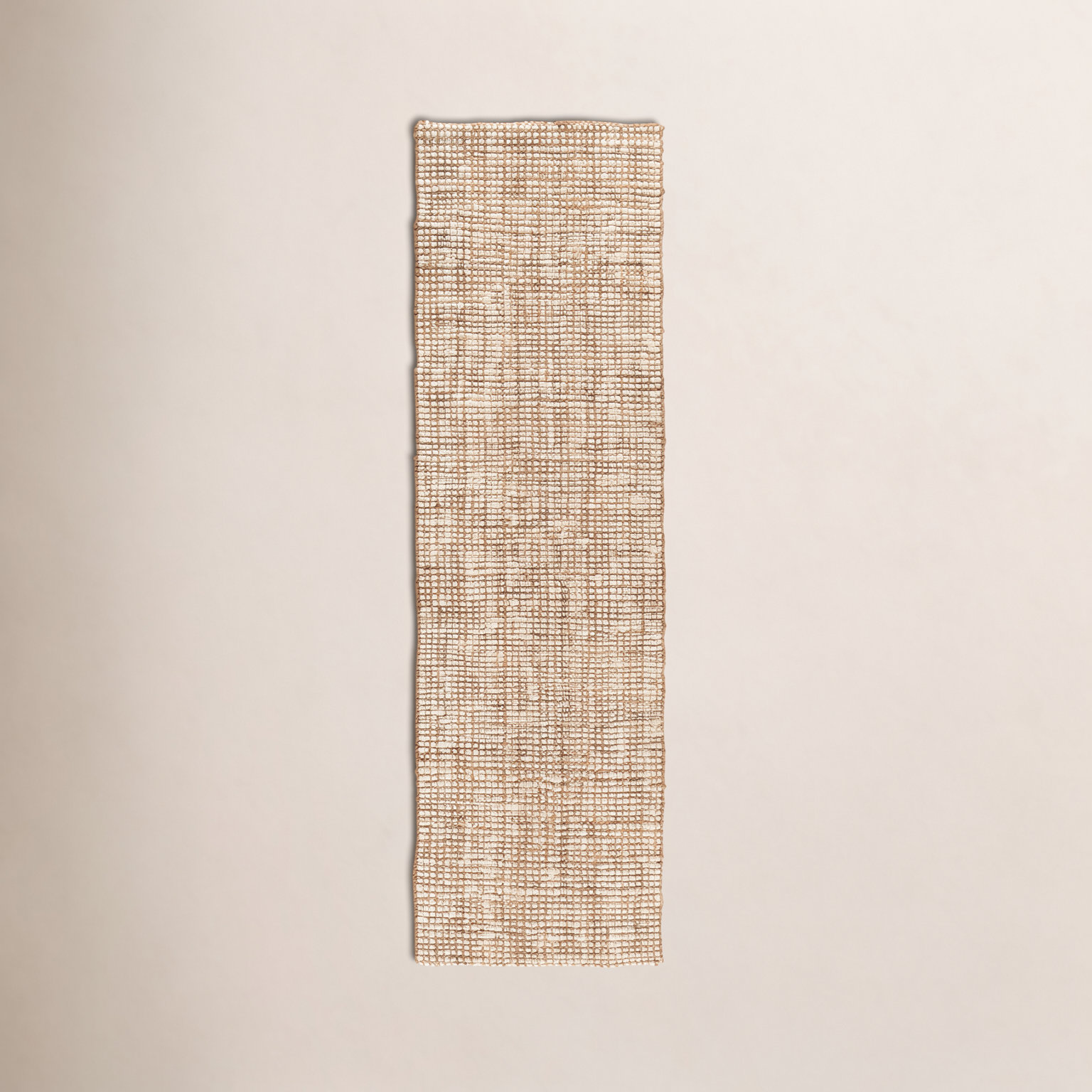 Vesper White Tan Hand-Knotted Jute Rug, Runner 2'6" x 9'