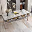 Bureau rectangulaire blanc / gris + bois massif + bois manufacturé + acier avec 3 tiroirs-109078613