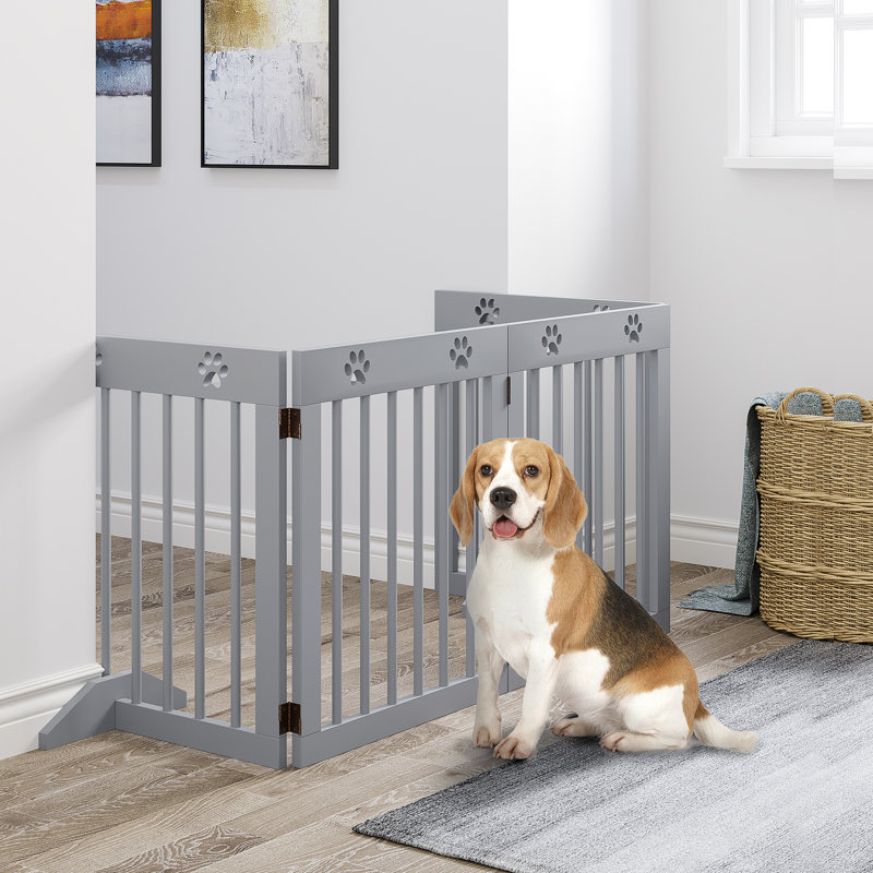 Martinez Wood Free Standing Pet Gate, Light Wood