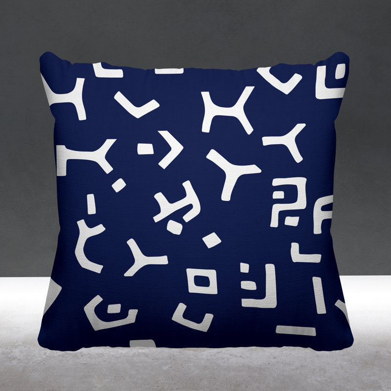 Coussin décoratif intérieur / extérieur Adanya, L 15 po x H 15 po, Bleu marine