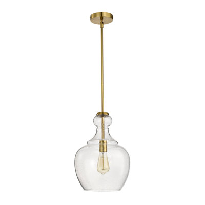 Tasio Brass Pendant Light With Clear Decanter Glass Shade