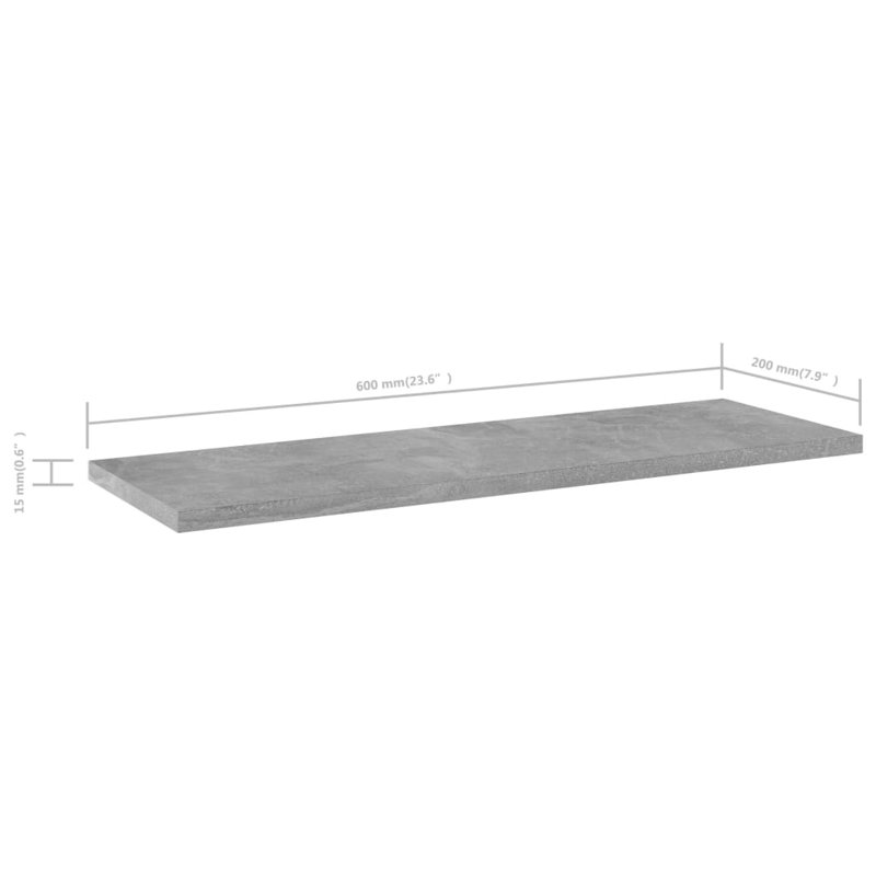 Tablettes flottantes étagères murales, Gris béton, H 0,6 po x l 31,5 po x P 11,8 po