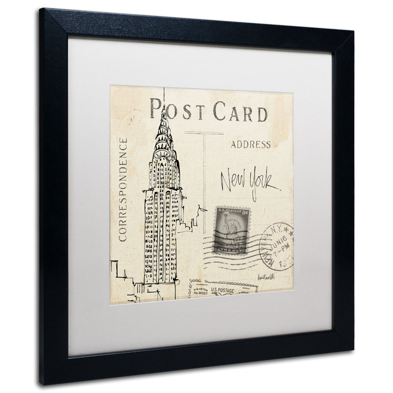 Art graphique encadré, "Post card Sketches I" par Anne Tavoletti, H 16 po x l 16 po, Blanc
