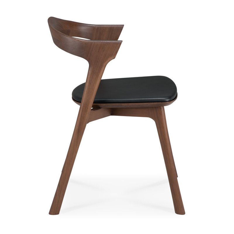 Bok Leather Dining Chair, Black Leather, Walnut