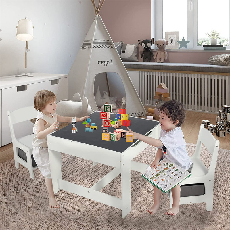 Garikoitz Kids 3 Piece Rectangular Arts And Crafts Table and Chair Set