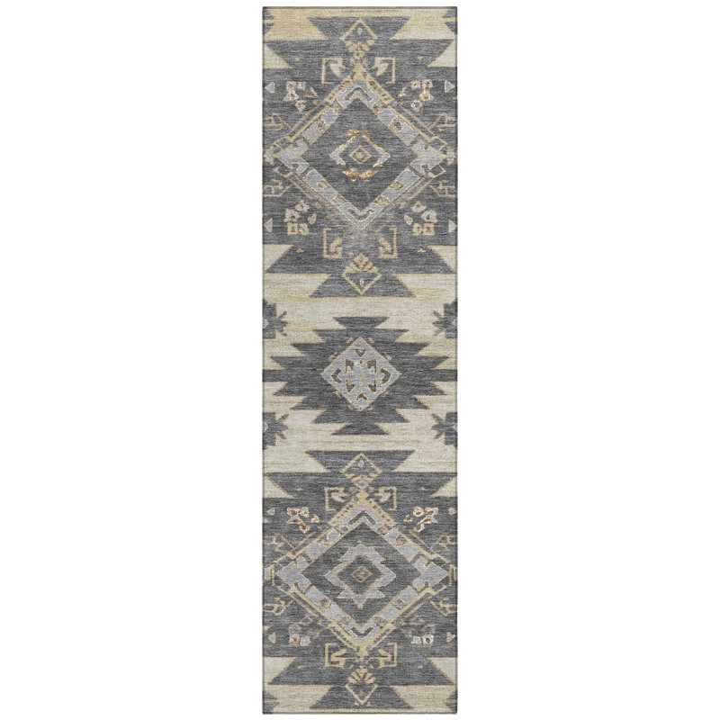 Machine Washable Indoor/Outdoor Xhevrie Beige Rug, Runner 2'3" x 7'6"