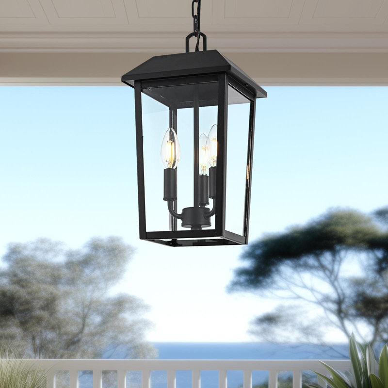 Luminaire suspendu d'extérieur noir 8 x 15 pouces Nilles
