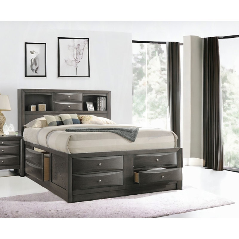 Ireland Bookcase Bed, King, Gray