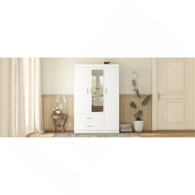 3-Door Mirror Wardrobe With Shelves by Latitude Run