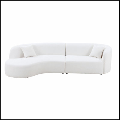 Luxurious Boucle Upholstered Curved Sofa With Chaise, Providing Comfort And Modern Elegance For Your Living Space.