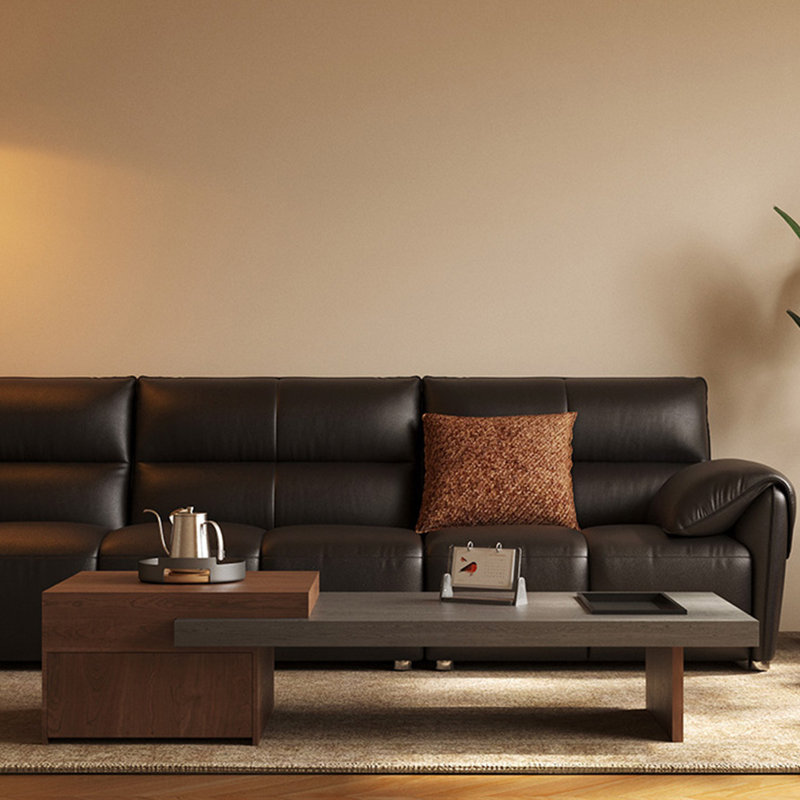 Table basse rétro rétractable Rockboard, H 16,5 po x L 55,1 po x l 27,6 po, Noir / brun