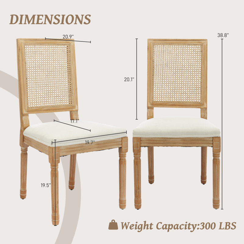 Chaise de salle à manger à dossier canne Farmhouse, 4, Beige