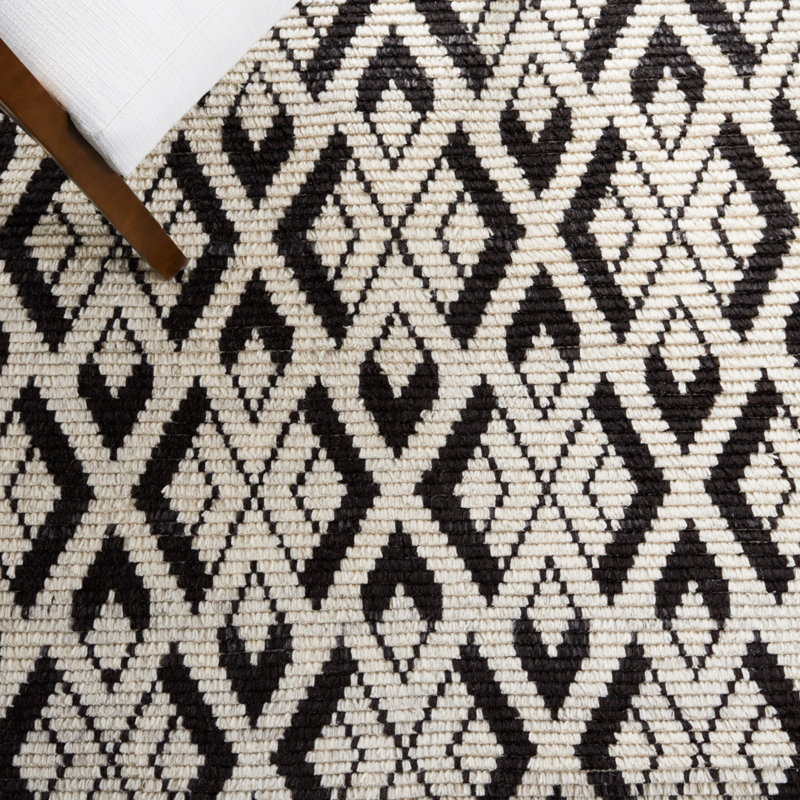 Tapis géométrique en laine et coton noué à la main Anyka, Rectangle 8 pi x 10 pi