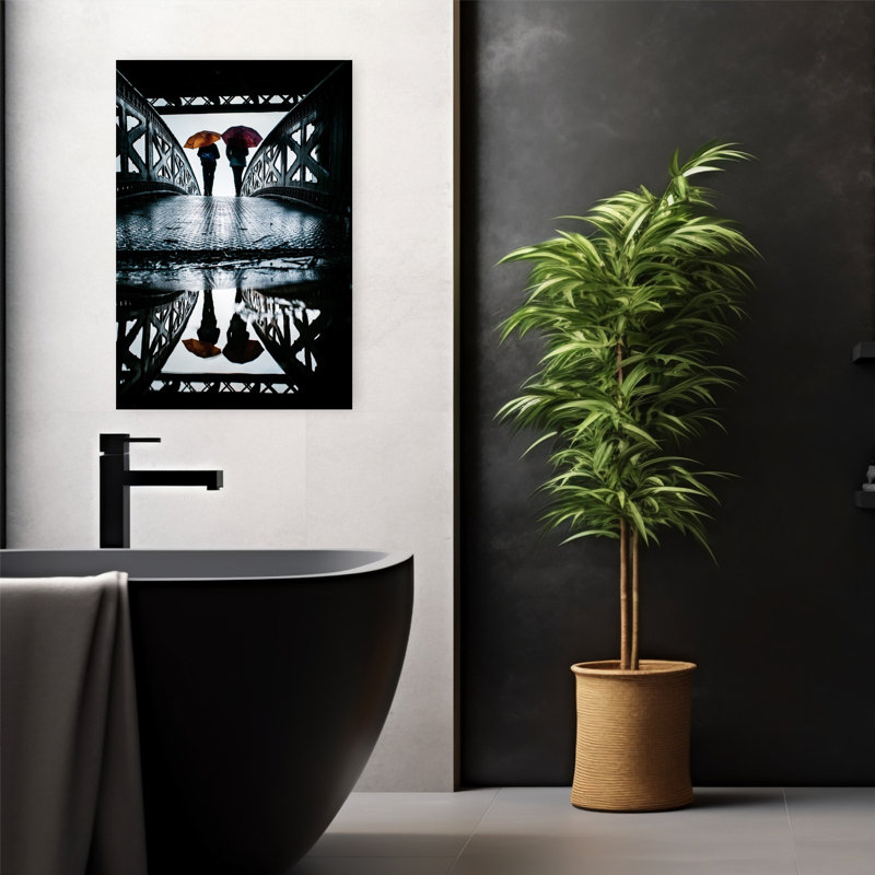 Parapluies, art mural abstrait contemporain, H 24 po x l 16 po