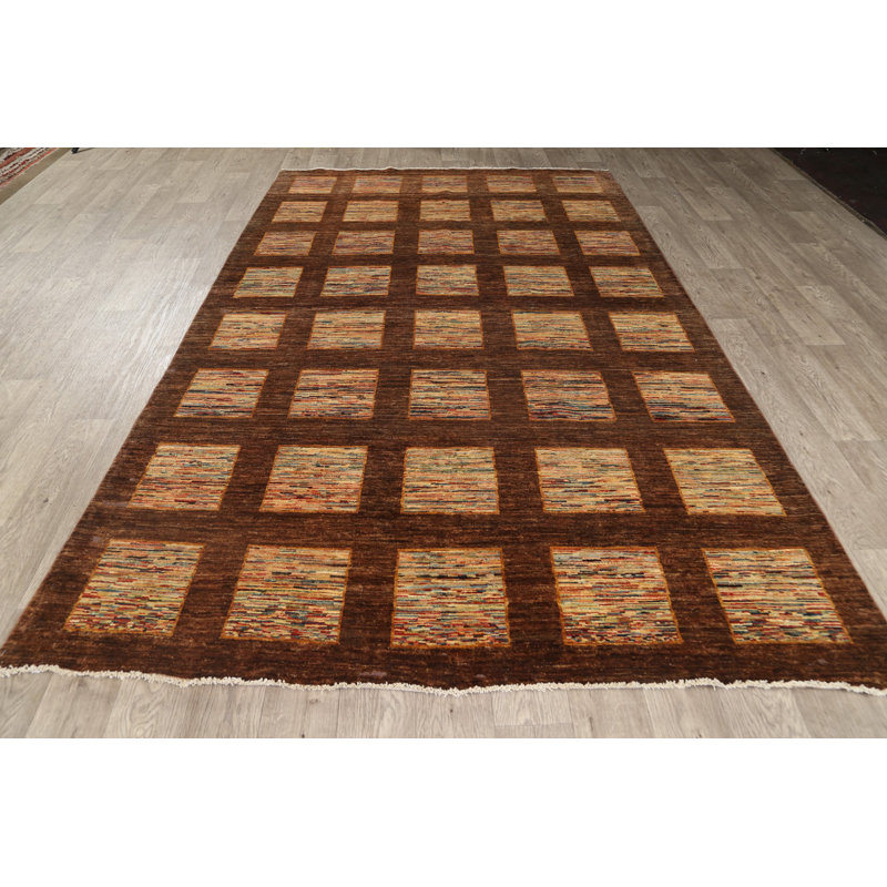 Tapis décoratif en laine de conception unique 5 pi 5 po x 9 pi 1 po noué à la main New Age