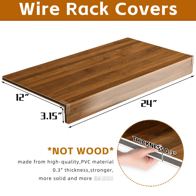5 pièces, 24 pouces, housses de tablettes grillagées en mousse, couleur noyer, salle de bain, cuisine, armoire, tablettes de garde-manger, finition à base de bois, couleur de support angulaire, texture de placard amovible en bois, supports