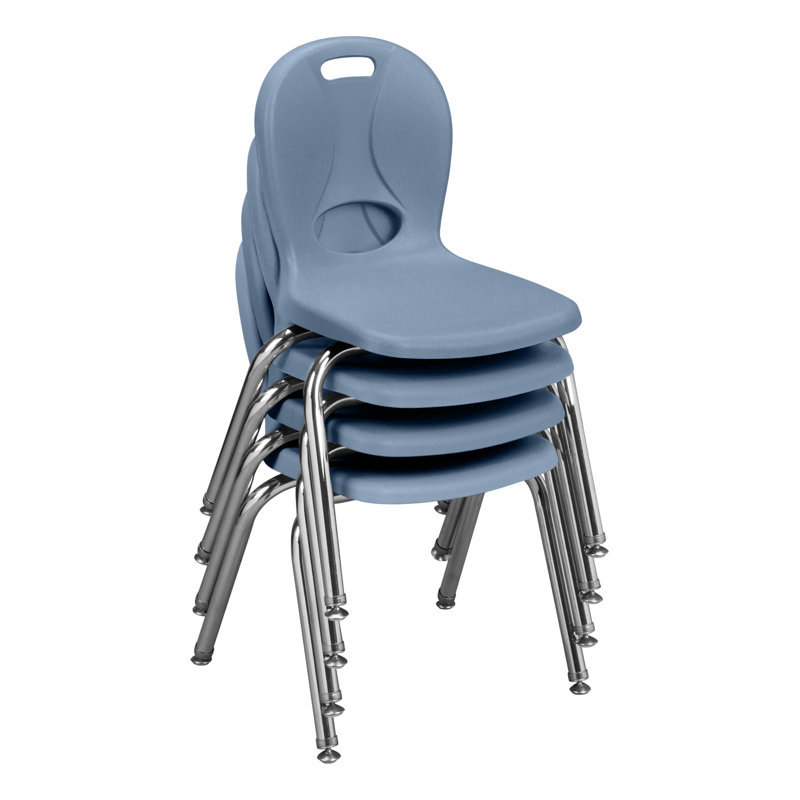 Structure Series Plastic Stacking Classroom Chairs with Contoured Seats (Set of 4), Denim délavé, 12 po, 4