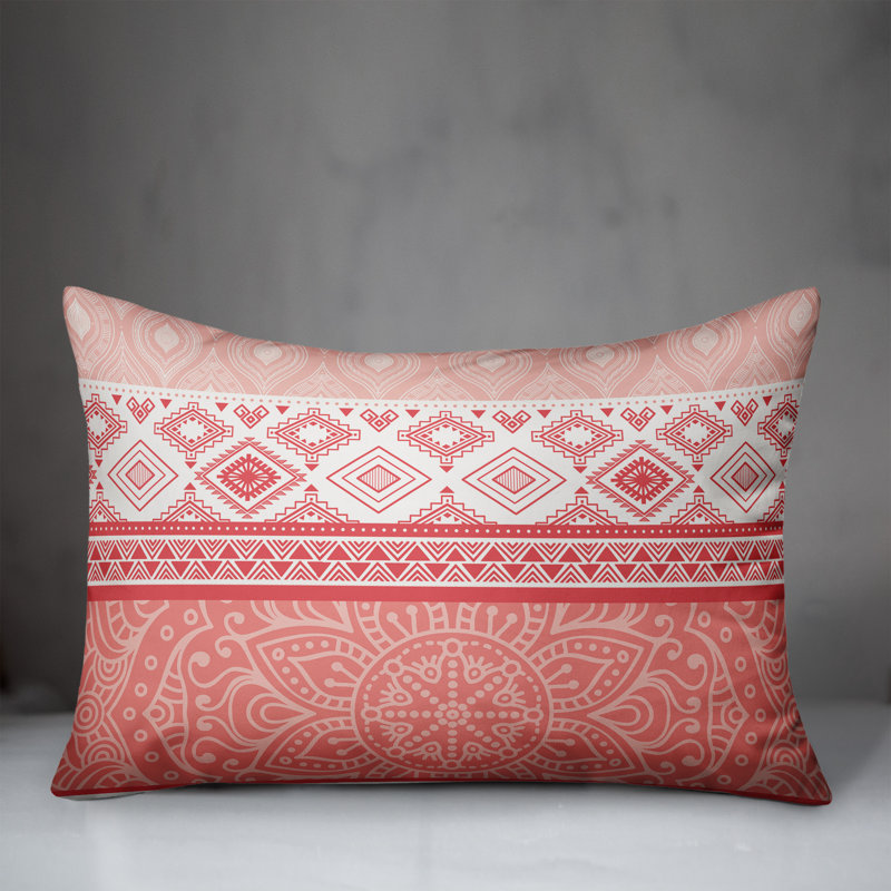  Coussin lombaire intérieur / extérieur Boho Textiles, Pas de bourre, Crème / rouge
