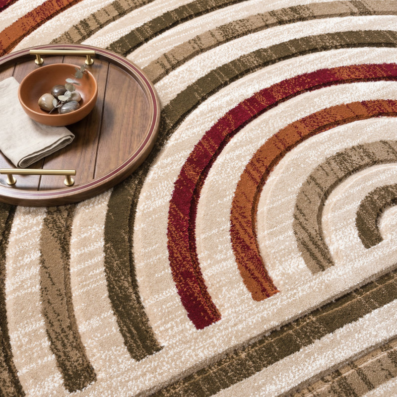 Alexia Collection Geometric Modern & Contemporary Area Rug, 8'1 Round