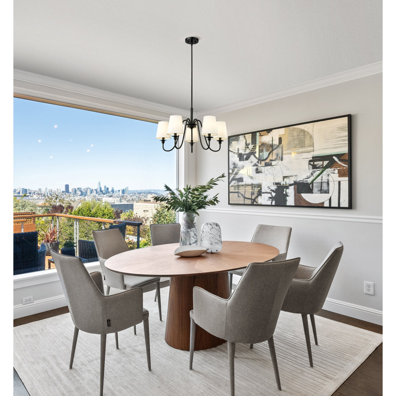 Sujal 5 - Light Steel Dimmable Classic / Traditional Chandelier, Matte Black