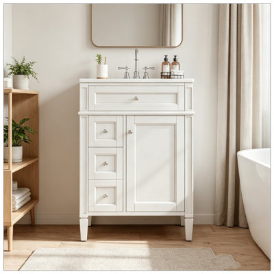 Bathroom Vanity with Top Sink, Storage Cabinet, 2 Drawers and a Tip-out Drawer
