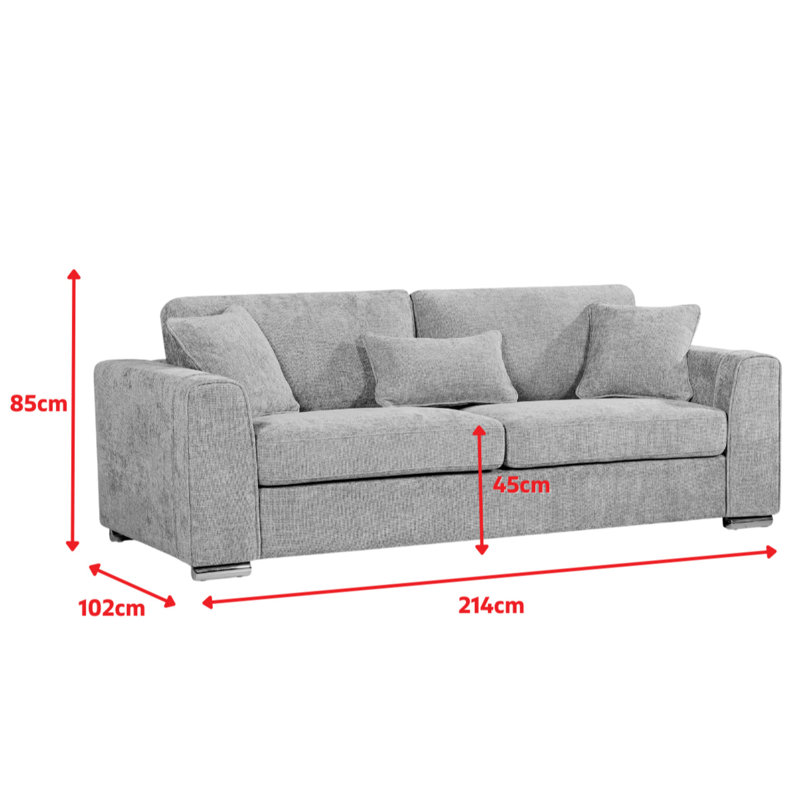 Housman 3 Seater Chenille Sofa, Beige