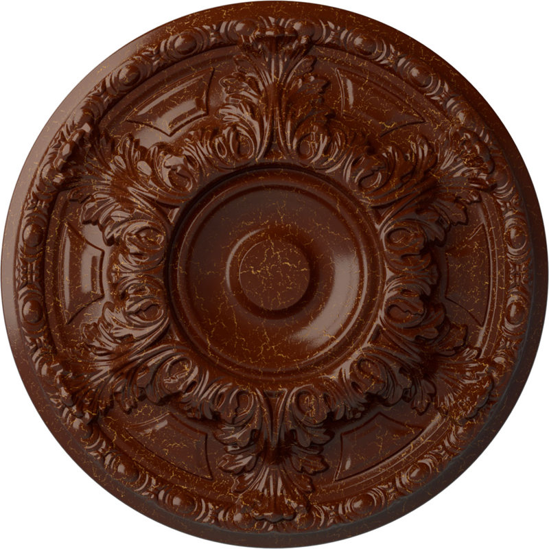 Médaillon de plafond H 2 1/2 po x l 23 3/8 po x P 2 1/2 po Granada, Acajou poli craquelé, H 19 po x l 19 po x P 2,5 po