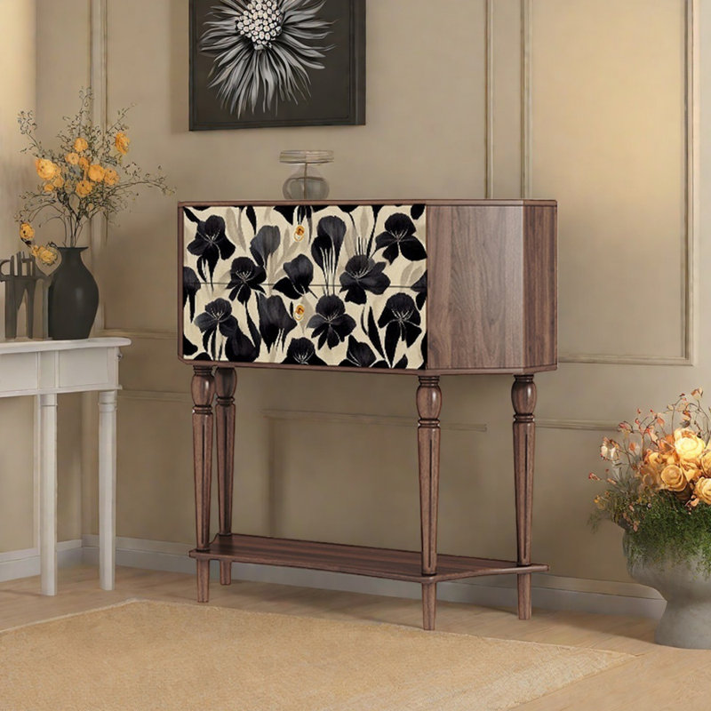 33.5'' Retro Style Sideboard Buffet, Brown/Black