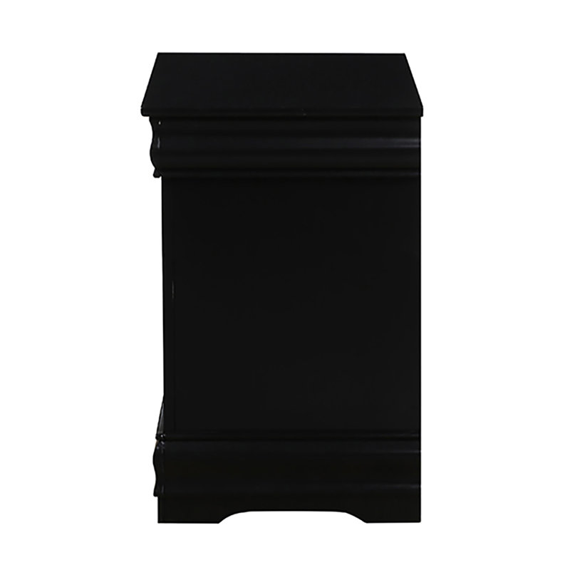 Table de chevet noire 2 pour la chambre à coucher - Design moderne et grand rangement traditionnel avec 2 tiroirs fonctionnels