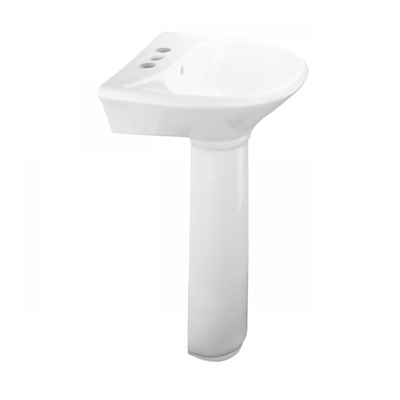 The Renovators Supply Inc. 14.5'' White Ceramic U-Shaped Bathroom Sink with Faucet and Overflow
