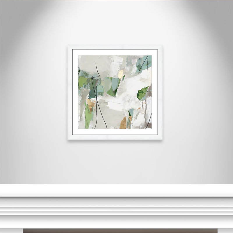 «Enchanted Emerald I» par Tom Reeves, Encadrement cubique blanc, H 29 po x l 29 po x P 1,25 po