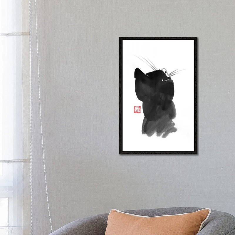 Cat’s Back I by Péchane - Print on Canvas, 66.04 cm H x 45.72 cm W, Black Framed