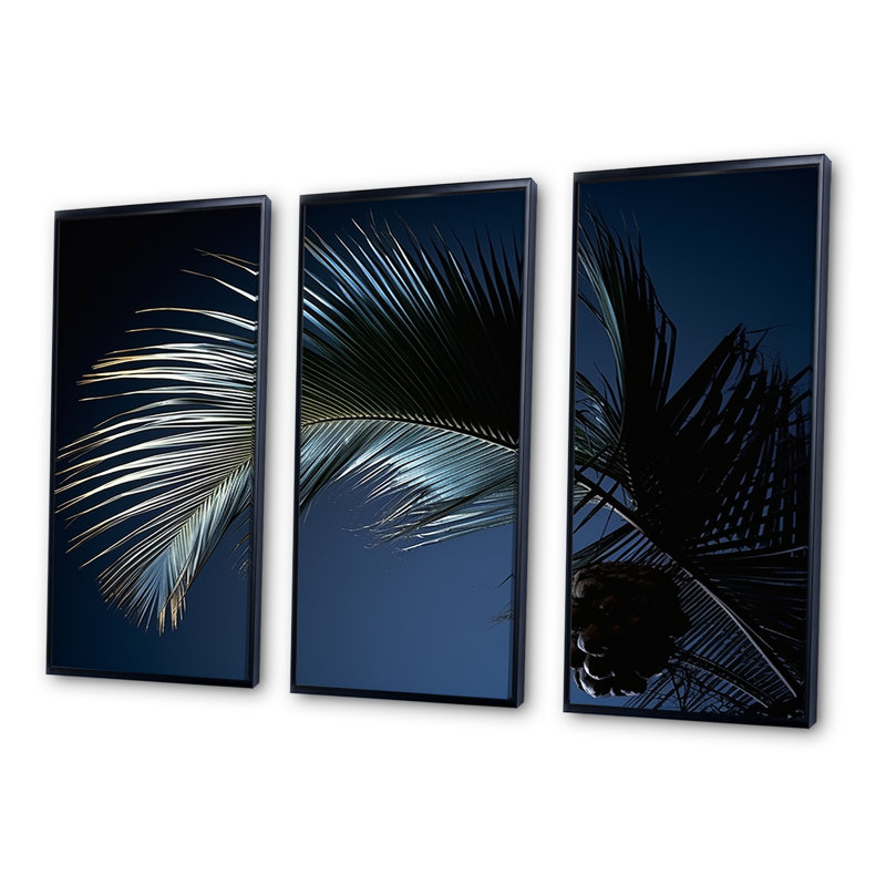 Ensemble de salon mural Palm Leaf Jungle Calm - Palmiers et palmiers, Cadre flottant noir, H 28 po x l 36 po x P 1 po