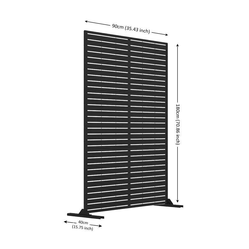 Metal Outdoor Privacy Screen 90cm X 180cm, Black