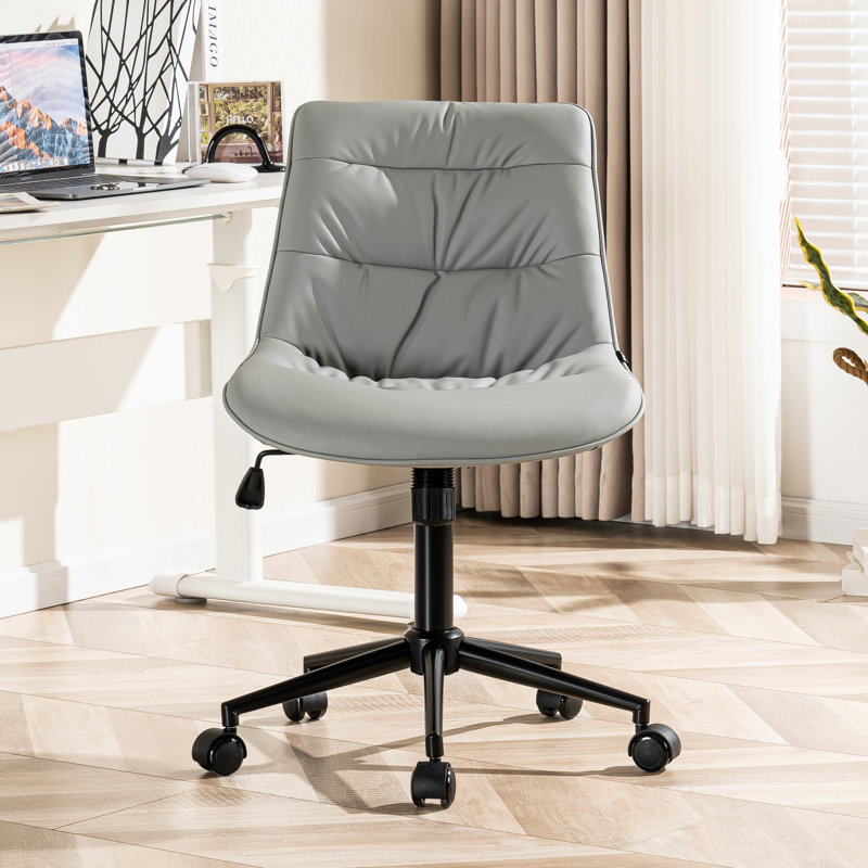 Isayiah Upholsterd Swivel Office Chair Faux Leather Task Chair Computer Desk Chair, Gray