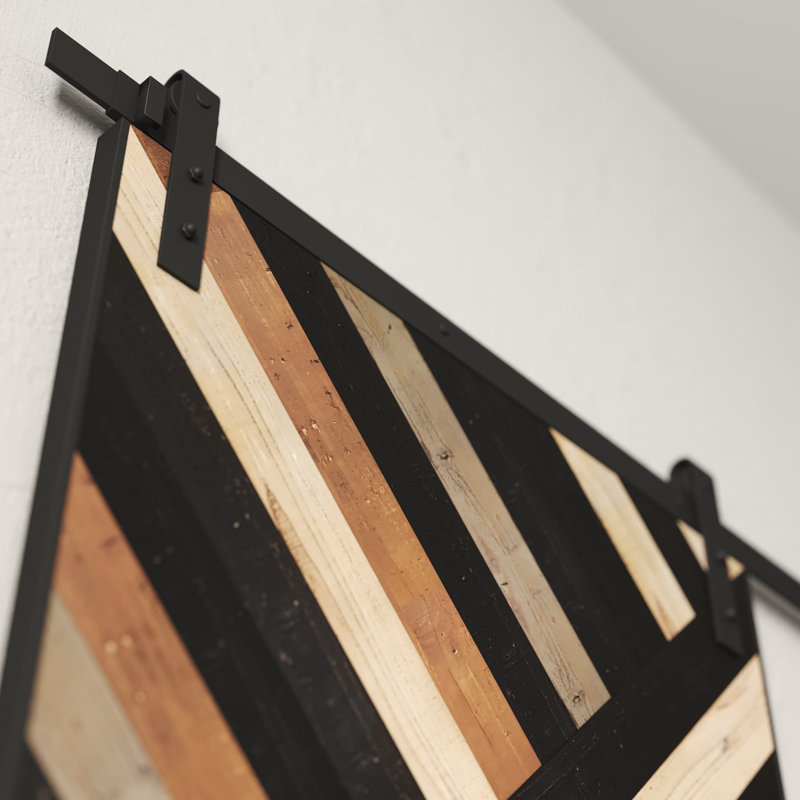 Porte de grange en bois massif Malibu teintée avec trousse de quincaillerie d'installation, 35 po x 80 po