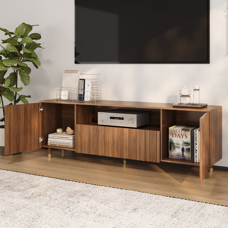 70.86" Modern Wood TV Stand Mid-Century Media Console Long Stand with Storage and Cable Management for living room