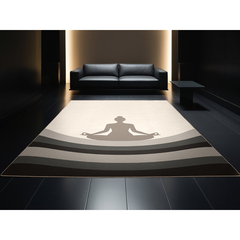 Tapis minimaliste beige lavable à la machine Bartow, 7 x 10