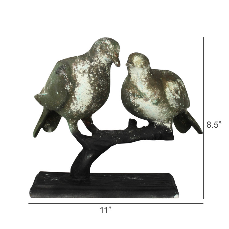 Paire d'oiseaux sur base, vert rétro